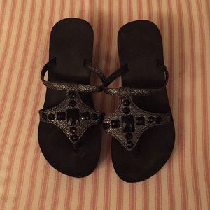 Black Bejeweled Sandals